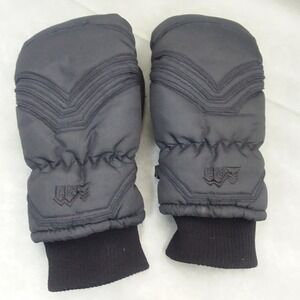 REI Puffer Mittens Leather Palm Aqua Bloc Thinsulate Black Size S‎